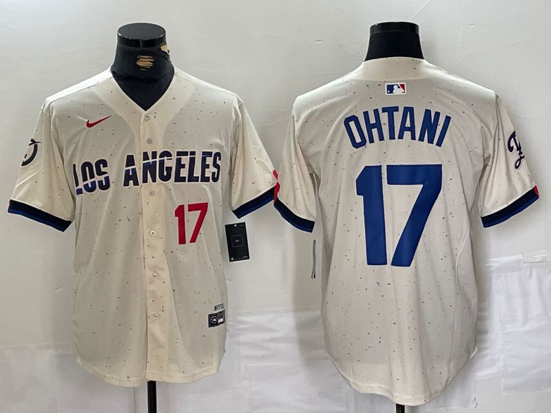 Men Los Angeles Dodgers 17 Ohtani Cream Fashion Nike Game MLB Jersey style 68